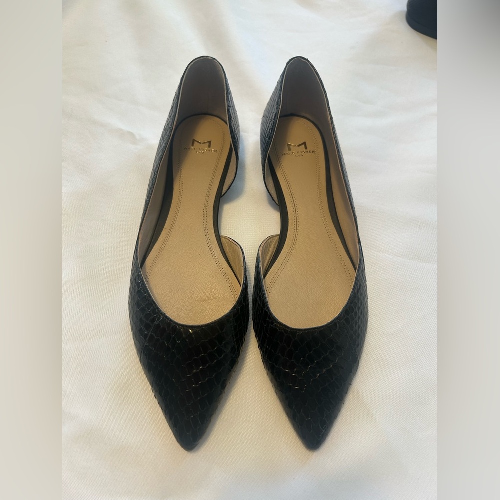 Marc Fisher Black Textured Flats